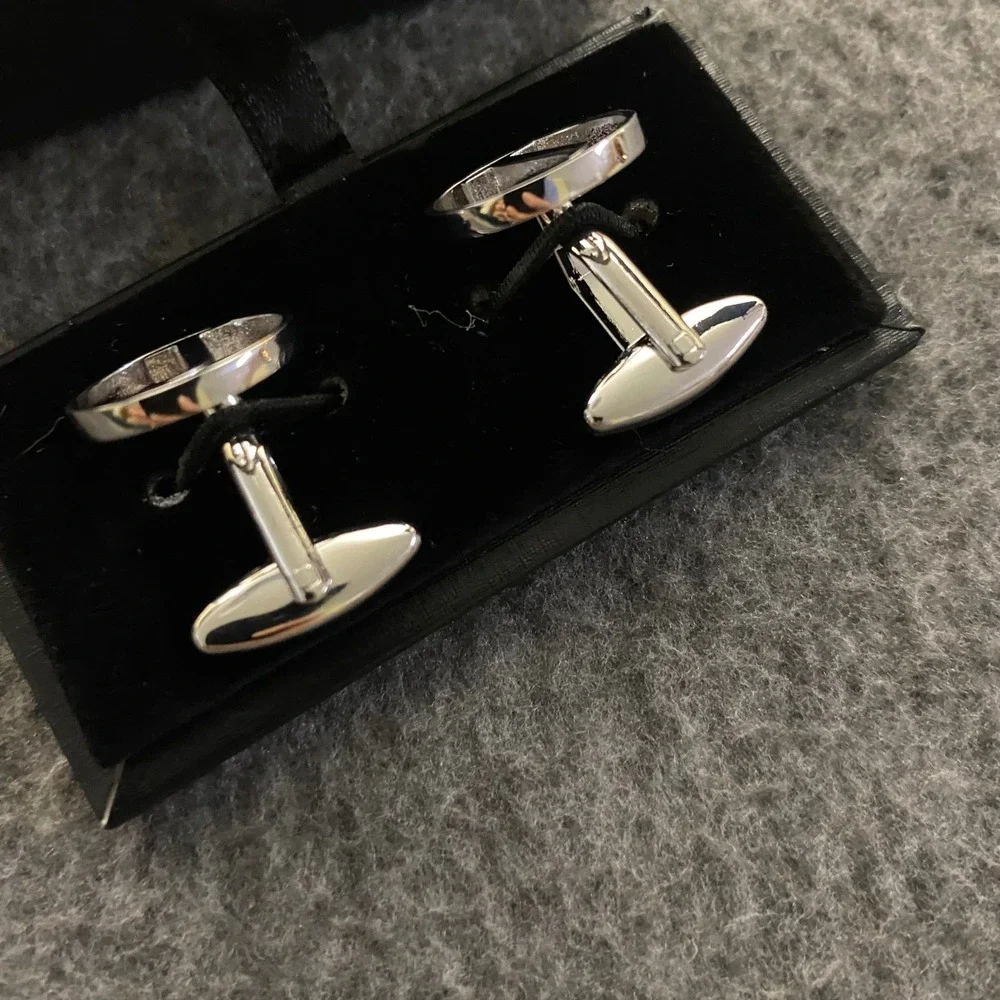 Silver Tone Initial J Cufflinks Circular Cutout Letter J Mens Formal Accessory
